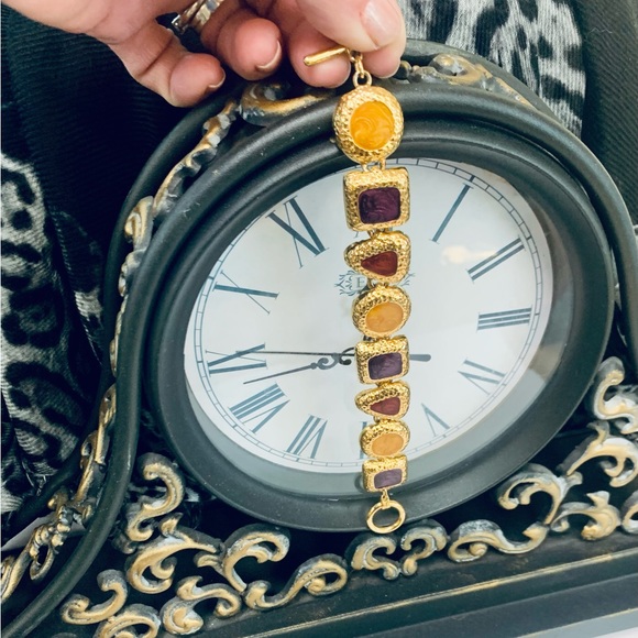Gold bangle toggle clasp fashion bracelet ❤️ - Picture 2 of 7